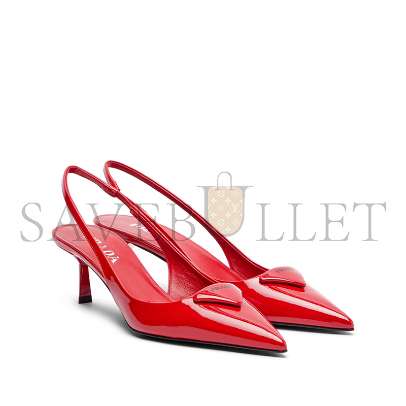 PRADA 55 PATENT LEATHER SLINGBACK PUMPS 